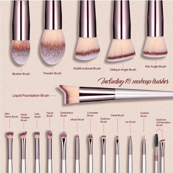 18 Piece Makeup Brush Set - Picture 2 of 5